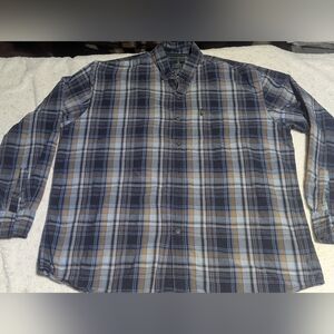 G.H. Bass & Co Plaid Button Down Shirt XL Blue Brown